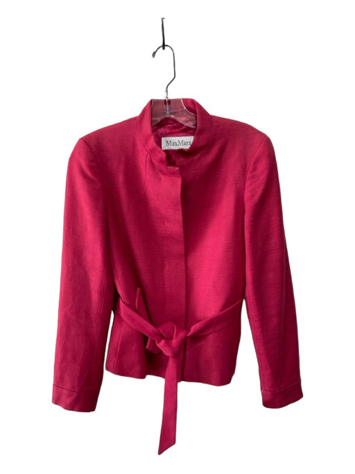 MaxMara Size 6 Pink Cotton Button Front Tie Detail Pockets Jacket Pink / 6