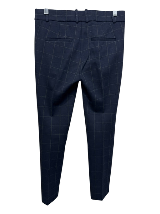 Theory Size 0 Navy & Green Viscose Blend Mid Rise Windowpane Tapered Pants Navy & Green / 0