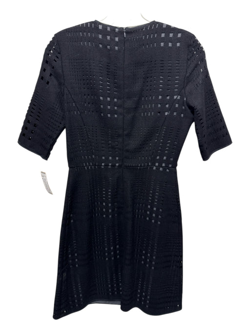 Les Copains Size 38 Black & Gray Wool Blend Short Sleeve Lace Cut Out Dress Black & Gray / 38