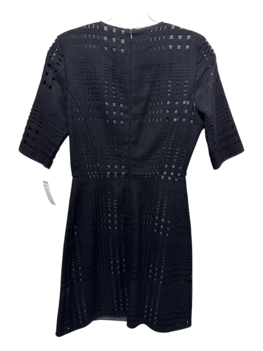 Les Copains Size 38 Black & Gray Wool Blend Short Sleeve Lace Cut Out Dress Black & Gray / 38