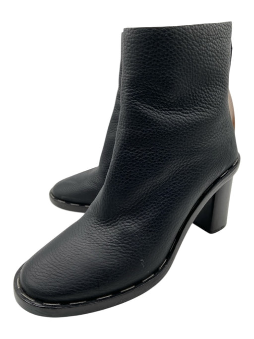 Balenciaga Shoe Size 36.5 Black Leather Almond Toe Pebbled Back Zip Booties Black / 36.5