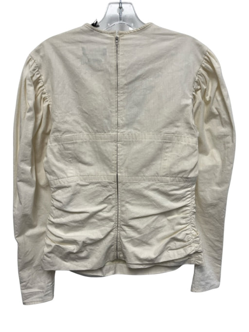 Isabel Marant Size 40 Ecru Cream Poplin Cotton Long puff sleeve Lace Panel Top Ecru Cream / 40