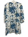 Ann Mashburn Size XS Blue & White Cotton 3/4 Puff Sleeve Floral Print Mini Dress Blue & White / XS