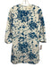 Ann Mashburn Size XS Blue & White Cotton 3/4 Puff Sleeve Floral Print Mini Dress Blue & White / XS