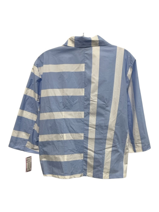 Hache Size 42 Blue & White Cotton & Polyester Puff 1/2 Sleeve Stripe Blouse Top Blue & White / 42