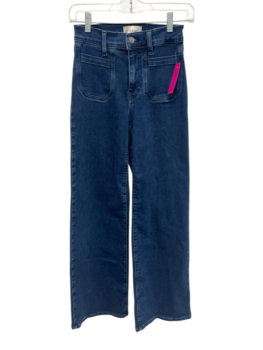 Frame Size 25 Dark Wash Cotton & Polyester Zip Fly High Rise Patch Pockets Jeans Dark Wash / 25