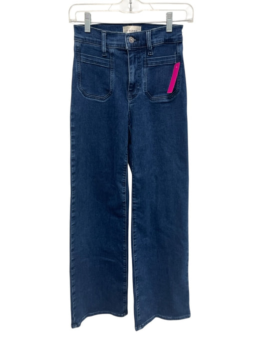 Frame Size 25 Dark Wash Cotton & Polyester Zip Fly High Rise Patch Pockets Jeans Dark Wash / 25