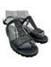 Manolo Blahnik Shoe Size 36.5 Navy Blue Leather Bronze Hardware T Strap Sandals Navy Blue / 36.5