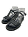 Manolo Blahnik Shoe Size 36.5 Navy Blue Leather Bronze Hardware T Strap Sandals Navy Blue / 36.5