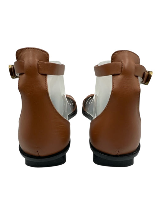 Tod's Shoe Size 36.5 Cognac Brown Leather Brass Hardware Ankle Buckle Sandals Cognac Brown / 36.5