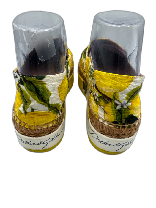 Dolce & Gabbana Shoe Size 37 Yellow, Green, Beige Canvas Espadrille Lemons Flats Yellow, Green, Beige / 37