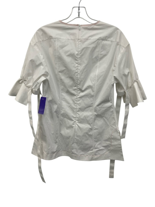 Aquilano Rimondi Size 42 White & Orange Cotton Blend Half Sleeve Paneled Top White & Orange / 42