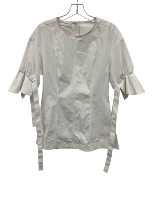 Aquilano Rimondi Size 42 White & Orange Cotton Blend Half Sleeve Paneled Top White & Orange / 42