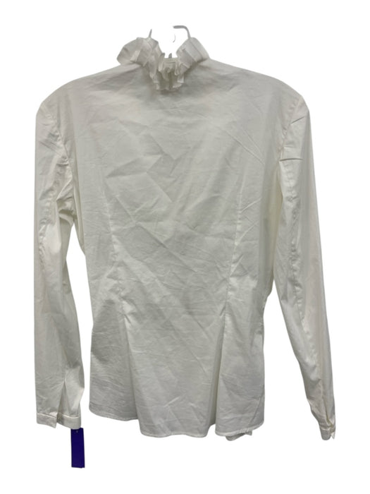 CH Carolina Herrera Size 2 White Cotton Blend Long Sleeve Pleated Zip Front Top White / 2