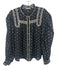 Ulla Johnson Size 6 Black & White Cotton Long Sleeve Embroidered Ruffles Top Black & White / 6
