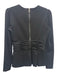 Burberry Size Small Black Acetate Blend Long Sleeve Pleated Peplum Back Zip Top Black / Small