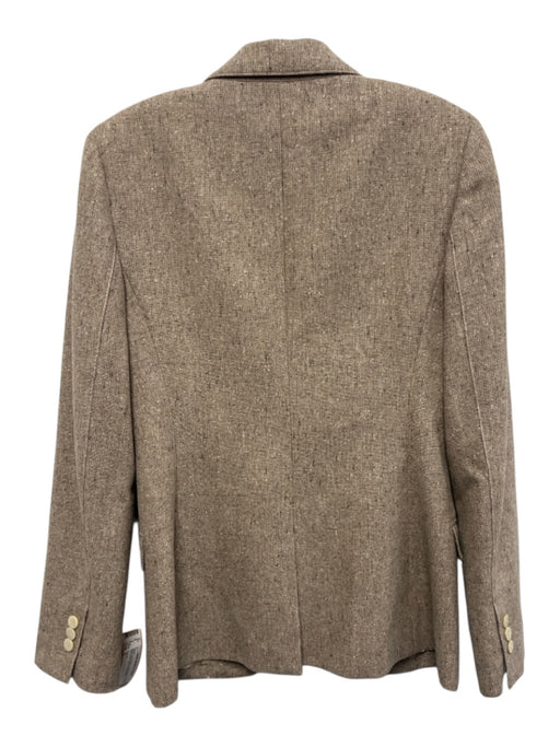 Theory Size 2 Beige Wool Blend Long Sleeve Tweed One Button Blazer Jacket Beige / 2