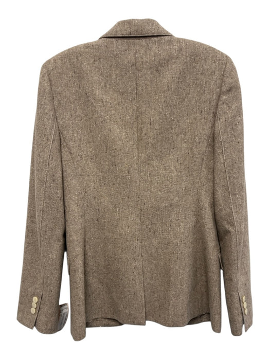 Theory Size 2 Beige Wool Blend Long Sleeve Tweed One Button Blazer Jacket Beige / 2