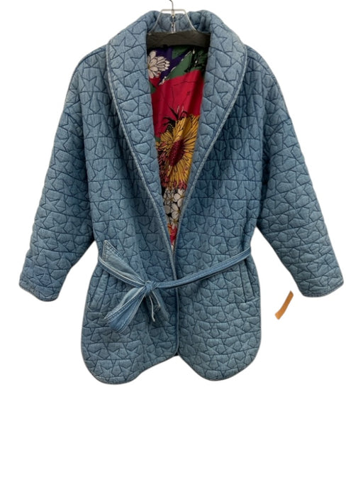 Mother Size Small Light Wash Cotton Chambray Stars Quilted Pockets Jacket Light Wash / Small
