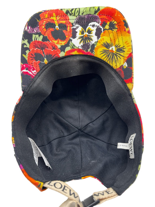 Loewe Black, Orange, Multi Cotton Adjustable Strap Floral Baseball Cap Hat