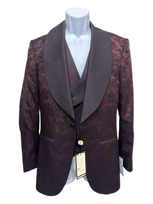 Connaisseur Paris Dark Red Silk Blend Paisley Dinner Jacket Men's Blazer 48
