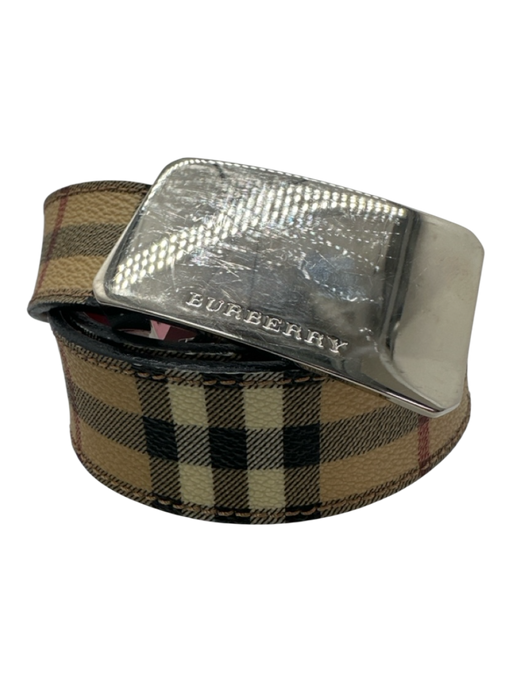 Burberry Beige, Black, Red Coated Leather Silver Hardware Novacheck Thin Belts Beige, Black, Red / 40/100