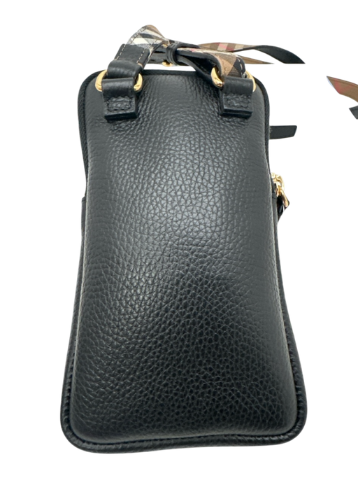 Burberry Black Pebble Leather Gold hardware Zip Up Phone Bag Crossbody Bag Black / XS/S