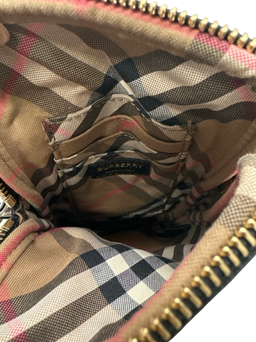 Burberry Black Pebble Leather Gold hardware Zip Up Phone Bag Crossbody Bag Black / XS/S