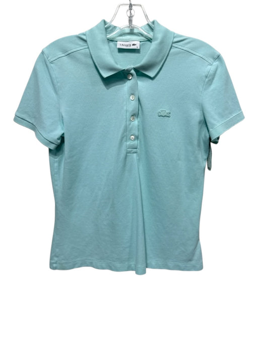 Lacoste Size S Mint Blue Cotton Blend Short Sleeve Textured Polo Logo Top Mint Blue / S