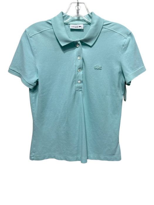 Lacoste Size S Mint Blue Cotton Blend Short Sleeve Textured Polo Logo Top Mint Blue / S
