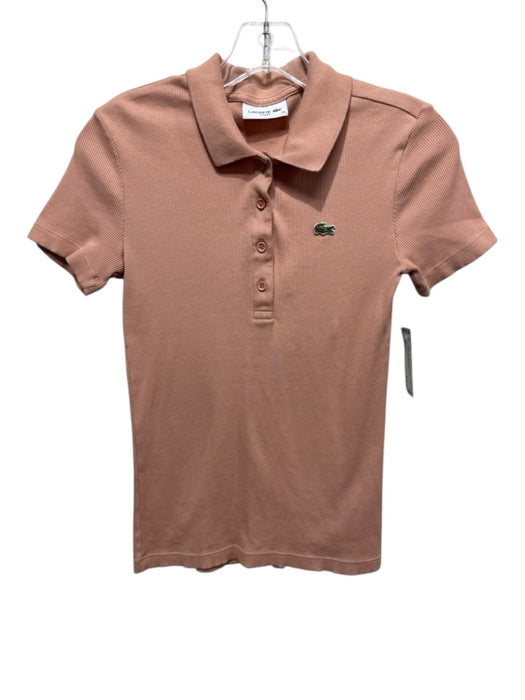 Lacoste Size S Blush Pink Cotton Short Sleeve Rib Knit Polo Logo Top Blush Pink / S