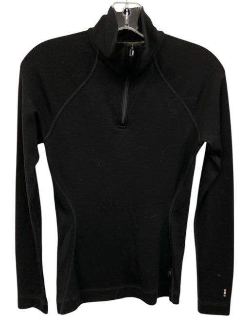 Smartwool Size Small Black Wool Long Sleeve Quarter Button Logo Top Black / Small