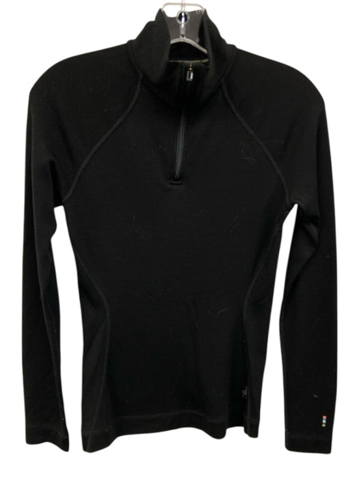 Smartwool Size Small Black Wool Long Sleeve Quarter Button Logo Top Black / Small