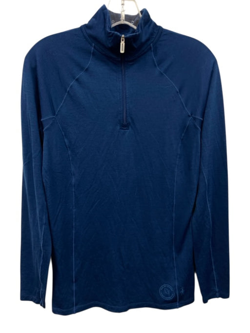 Smartwool Size Small Blue Wool Long Sleeve Quarter Button Logo Top Blue / Small