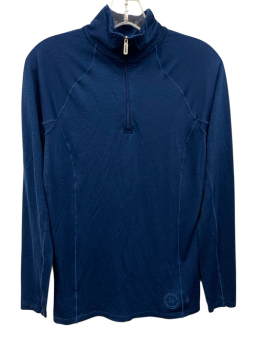 Smartwool Size Small Blue Wool Long Sleeve Quarter Button Logo Top Blue / Small