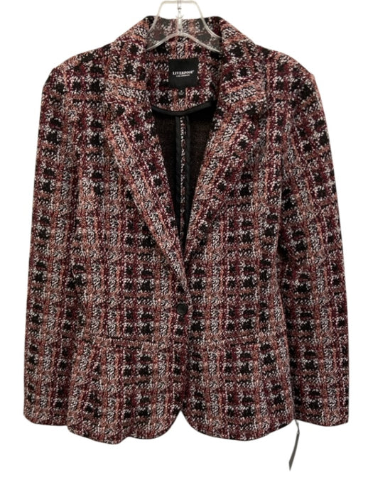 Liverpool LA Size Small Burgundy, Pink, Black Polyester Blend Long Sleeve Jacket Burgundy, Pink, Black / Small