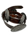 Ariat Brown & Silver Leather Carved Oversize Buckle contrast stitch Belts Brown & Silver / Small