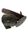 Ariat Brown & Silver Leather Carved Oversize Buckle contrast stitch Belts Brown & Silver / Small