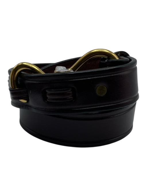 Tory Dark Brown Leather Gold hardware Hook Buckle Belts Dark Brown / 34