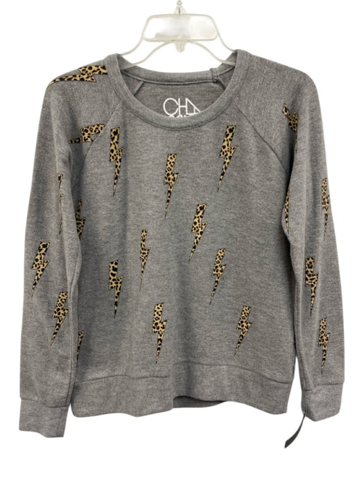 Chaser Size S Gray Polyester Blend Leopard Print Lightning Bolt Fuzzy Sweater Gray / S