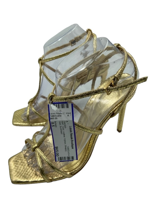 Schutz Shoe Size 8.5 Gold Leather Python Strappy Heel Sandals Gold / 8.5