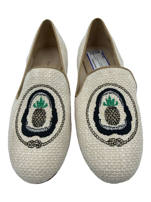 Mara & Mine Shoe Size 6.5 Beige Cotton Embroidered Slip On Pineapples Flats Beige / 6.5