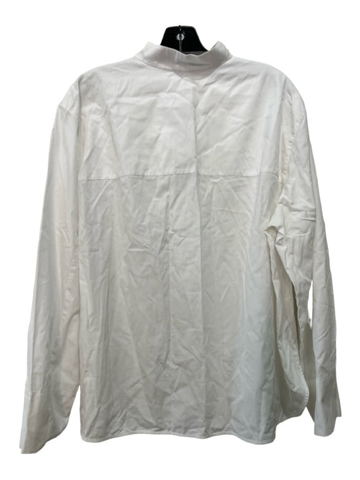 Vince Size XL White Cotton V Neck Long Sleeve Top White / XL