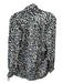 Ann Mashburn Size M Black & White Silk Abstract Button Front Tie Neck Top Black & White / M