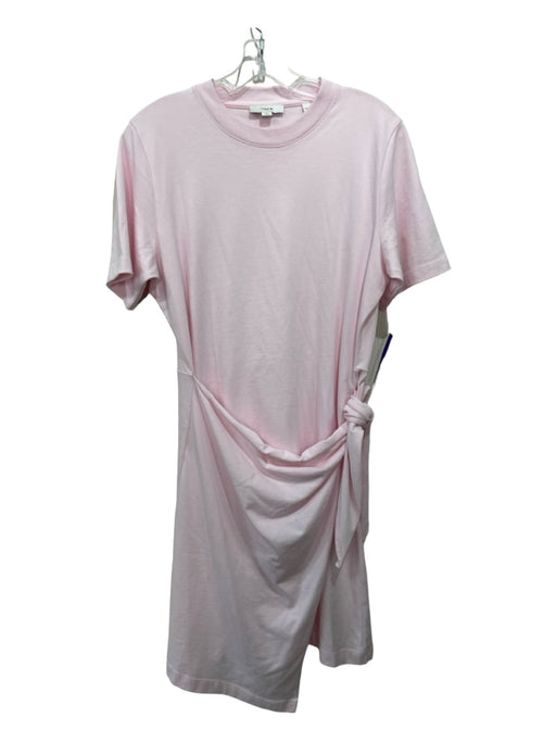 Vince Size M Pale Pink Cotton Round Neck Short Sleeve Tie Waist Dress Pale Pink / M