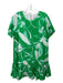 Milly Size 6 Green & White Silk Blend Floral Round Neck Short Sleeve Shift Dress Green & White / 6