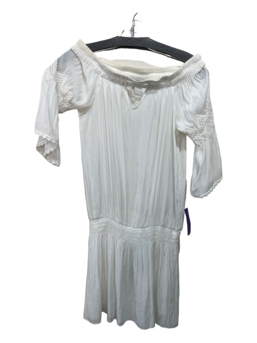 Ramy Brook Size S White Polyester Off Shoulder 1/2 Sleeve Elastic Waist Dress White / S