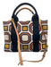 Tory Burch Navy & Beige Canvas & Leather Geometric Hand & Crossbody Bag Navy & Beige / S