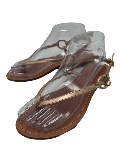 Diane Von Furstenberg Shoe Size 7.5 Rose Gold & Tan Leather Thong Flat Sandals Rose Gold & Tan / 7.5