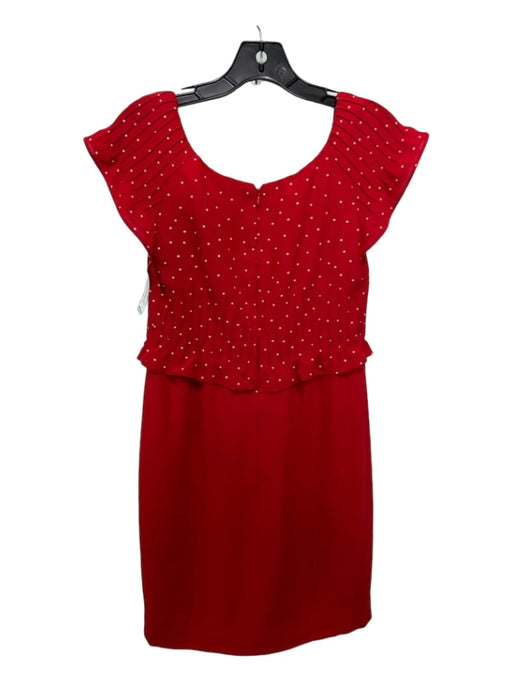 Valentino Size 6 Red & White Viscose Polka Dots U Neck Sleeveless Dress Red & White / 6